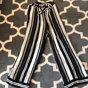 Black and white striped pants